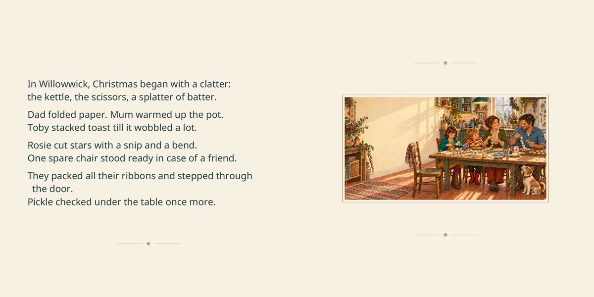 Opening excerpt from The Missing Christmas Star. Choose “Read the words” above for larger text.